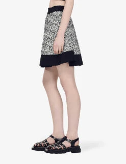 Sandro Malina Flared Woven Mini Skirt -Whistles Clothing Shop R04111161 NOIRGRIS ALT02