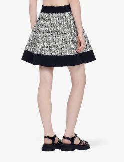 Sandro Malina Flared Woven Mini Skirt -Whistles Clothing Shop R04111161 NOIRGRIS ALT03