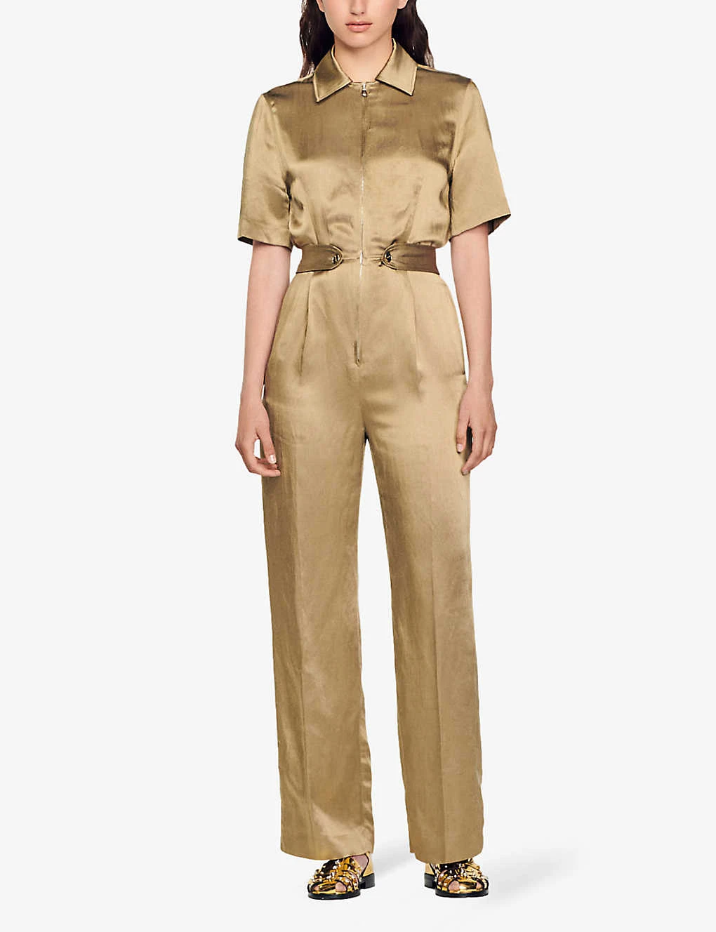 Sandro Sisteron Collard Short-sleeve Woven Jumpsuit 2 Sandro Sisteron Collard Short-sleeve Woven Jumpsuit - Image 2