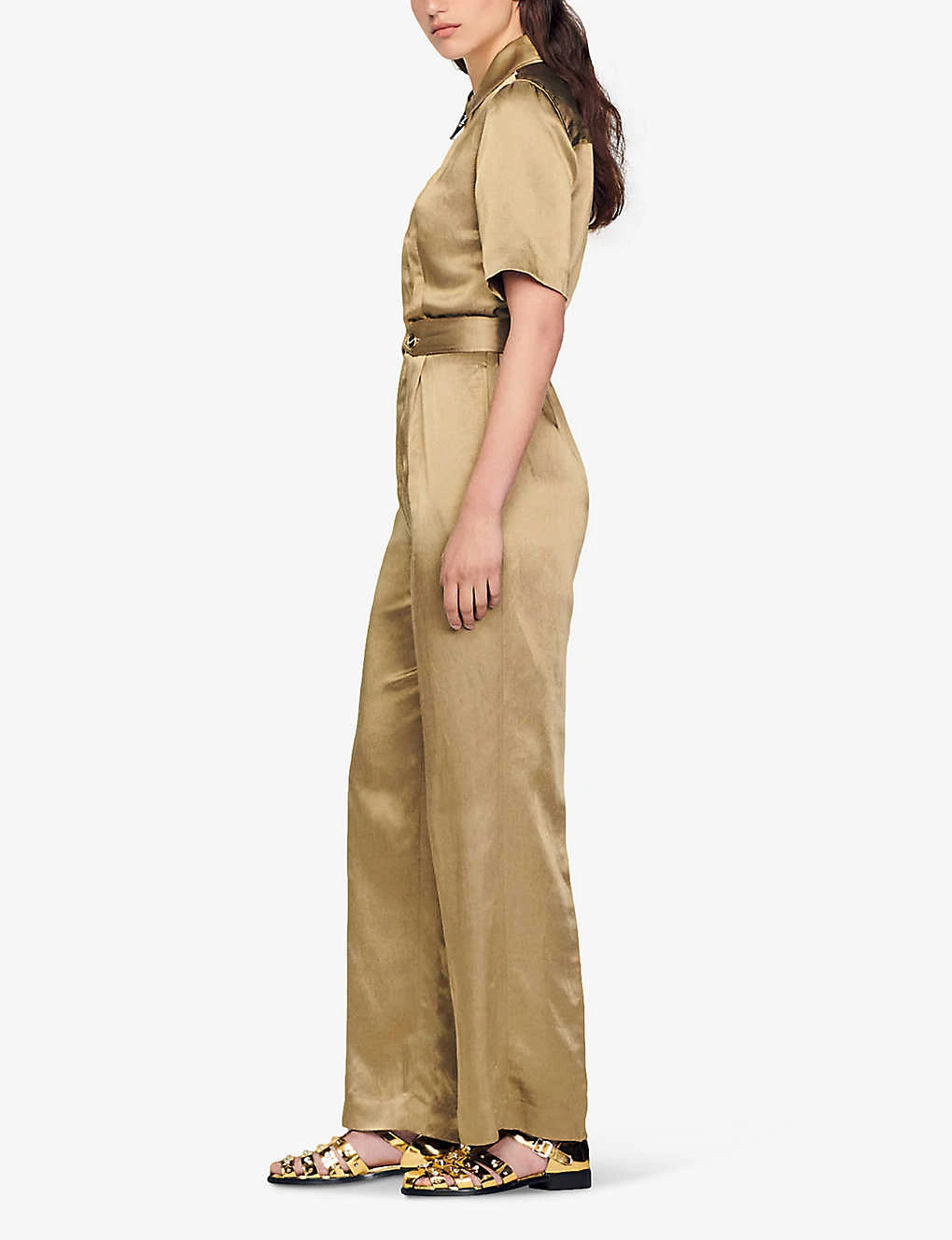 Sandro Sisteron Collard Short-sleeve Woven Jumpsuit 3 Sandro Sisteron Collard Short-sleeve Woven Jumpsuit - Image 3