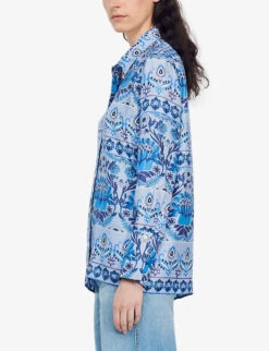 Sandro Floral-print Silk Shirt 7 Sandro Floral-print Silk Shirt -Whistles Clothing Shop R04111274 BLEUS ALT02