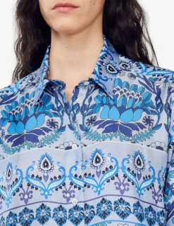 Sandro Floral-print Silk Shirt 9 Sandro Floral-print Silk Shirt -Whistles Clothing Shop R04111274 BLEUS ALT04
