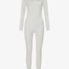 Square-neck Long-sleeved Stretch-cotton Unitard