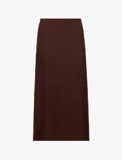 Bea Flared-hem Woven Midi Skirt