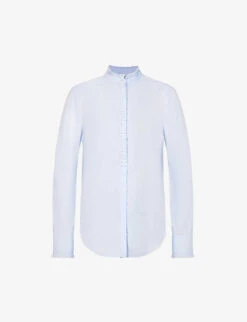 ME AND EM Pinstripe Pleated-trim Stretch-cotton Blend Shirt