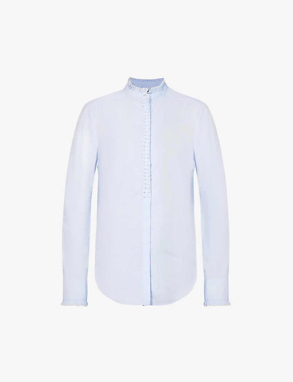 ME AND EM Pinstripe Pleated-trim Stretch-cotton Blend Shirt 1 ME AND EM Pinstripe Pleated-trim Stretch-cotton Blend Shirt