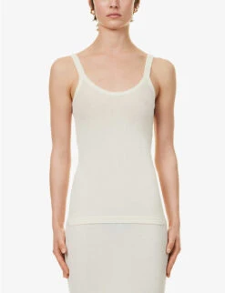 Bottega Veneta Semi-sheer Cotton-blend Knitted Top -Whistles Clothing Shop R04121126 CHALK ALT02
