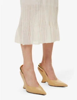 Bottega Veneta Slim-fit Flared-hem Cotton-blend Knitted Midi Skirt -Whistles Clothing Shop R04121136 CHALK ALT04