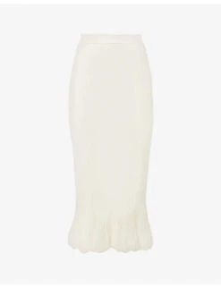 Bottega Veneta Slim-fit Flared-hem Cotton-blend Knitted Midi Skirt