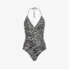 Reiss Gia Zebra-print Halterneck Swimsuit