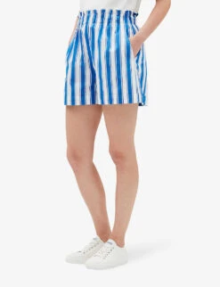 CLAUDIE PIERLOT Striped High-rise Cotton Shorts 7 CLAUDIE PIERLOT Striped High-rise Cotton Shorts -Whistles Clothing Shop R04122992 DIVERS ALT02
