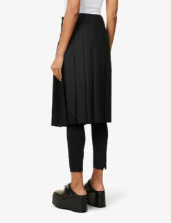 Pleated Flared-hem Woven Midi Skirt -Whistles Clothing Shop R04123227 BLACK ALT03