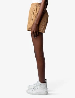 Zadig & Voltaire Paxi Crinkled Suede-leather Shorts 7 Zadig & Voltaire Paxi Crinkled Suede-leather Shorts -Whistles Clothing Shop R04125249 COGNAC ALT02