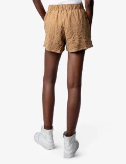 Zadig & Voltaire Paxi Crinkled Suede-leather Shorts 8 Zadig & Voltaire Paxi Crinkled Suede-leather Shorts -Whistles Clothing Shop R04125249 COGNAC ALT03