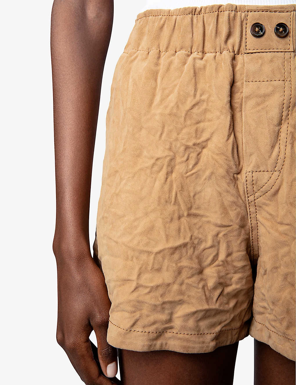 Zadig & Voltaire Paxi Crinkled Suede-leather Shorts 5 Zadig & Voltaire Paxi Crinkled Suede-leather Shorts - Image 5