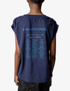 Zadig & Voltaire Adele Graphic-print Sleeveless Organic-cotton T-shirt -Whistles Clothing Shop R04125253 ENCRE ALT03