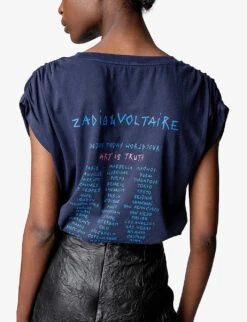 Zadig & Voltaire Adele Graphic-print Sleeveless Organic-cotton T-shirt -Whistles Clothing Shop R04125253 ENCRE ALT04