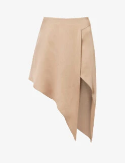 STELLA MCCARTNEY Asymmetric-hem Mid-rise Satin Mini Skirt