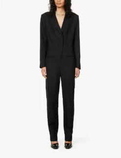 STELLA MCCARTNEY Single-breasted Peak-lapel Slim-leg Woven Jumpsuit -Whistles Clothing Shop R04125573 BLACK ALT02
