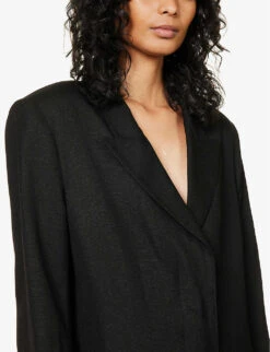 STELLA MCCARTNEY Single-breasted Peak-lapel Slim-leg Woven Jumpsuit -Whistles Clothing Shop R04125573 BLACK ALT04