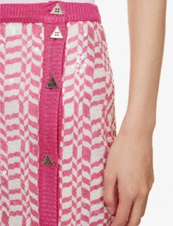 Missoni Sequinned Graphic-pattern Silk Mini Skirt -Whistles Clothing Shop R04127050 WHITEPINK ALT04