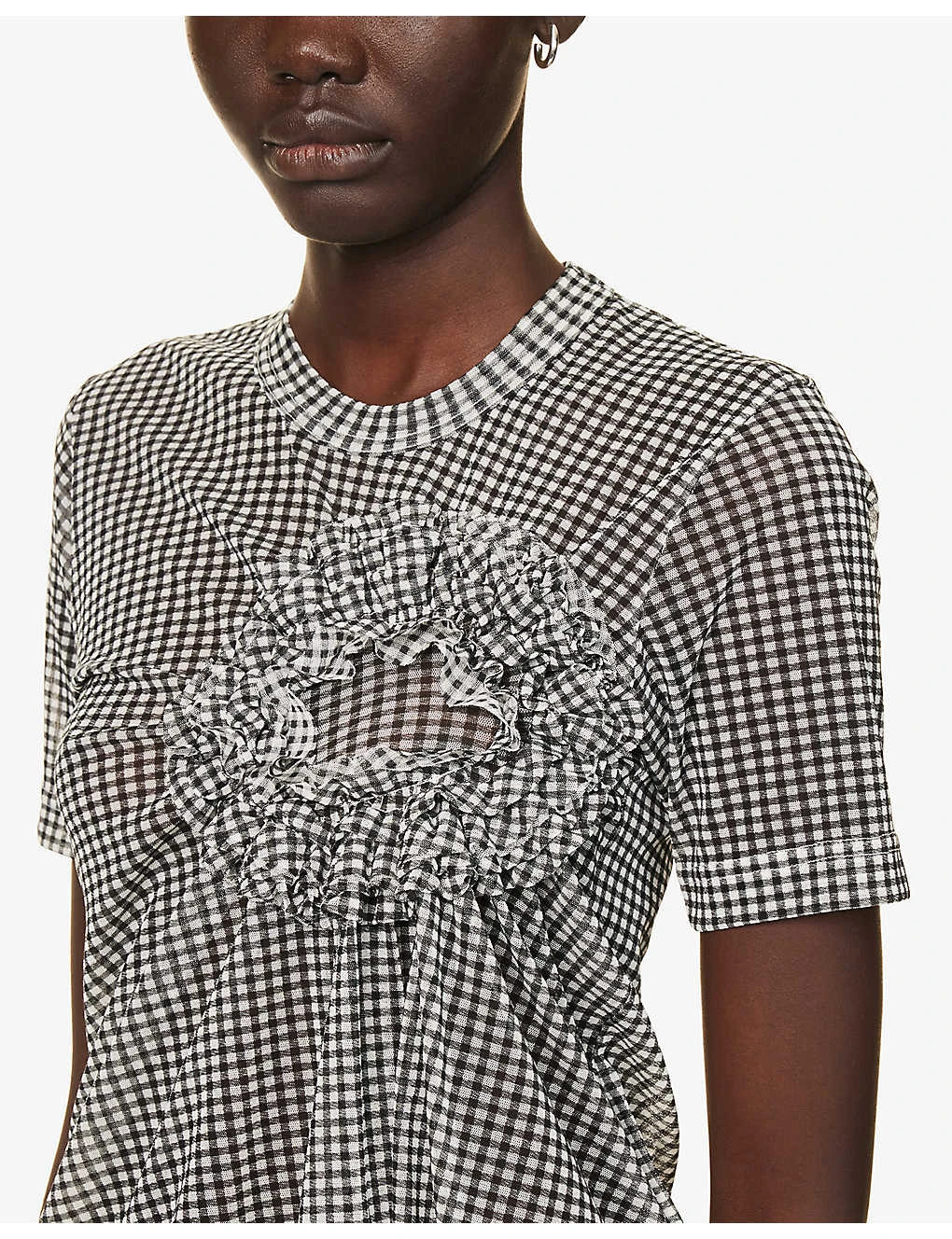 Check-patterned Ruched-appliqué Regular-fit Woven Top 5 Check-patterned Ruched-appliqué Regular-fit Woven Top - Image 5