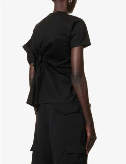 Tulle-appliqué Regular-fit Cotton-jersey T-shirt 8 Tulle-appliqué Regular-fit Cotton-jersey T-shirt -Whistles Clothing Shop R04127329 BLACK ALT03