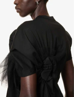 Tulle-appliqué Regular-fit Cotton-jersey T-shirt 9 Tulle-appliqué Regular-fit Cotton-jersey T-shirt -Whistles Clothing Shop R04127329 BLACK ALT04