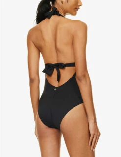 Max Mara Chiara Halterneck Bow-embellished Swimsuit -Whistles Clothing Shop R04127759 BLACK ALT03
