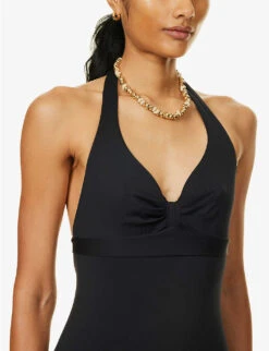 Max Mara Chiara Halterneck Bow-embellished Swimsuit -Whistles Clothing Shop R04127759 BLACK ALT04