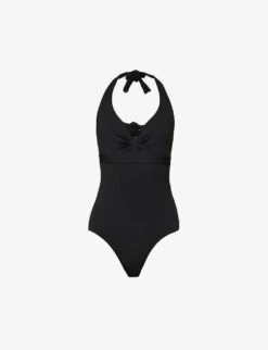 Max Mara Chiara Halterneck Bow-embellished Swimsuit