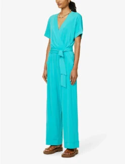 Max Mara Eolo V-neck Stretch-woven Jumpsuit -Whistles Clothing Shop R04127783 SKYBLUE ALT02