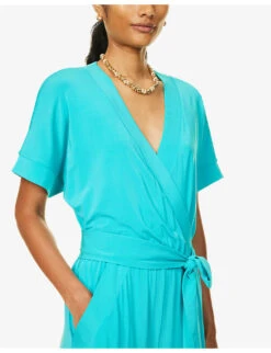 Max Mara Eolo V-neck Stretch-woven Jumpsuit -Whistles Clothing Shop R04127783 SKYBLUE ALT04