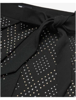 THE KOOPLES Rhinestone-motif Wrap-front Woven Mini Skirt -Whistles Clothing Shop R04127935 BLA01 ALT04