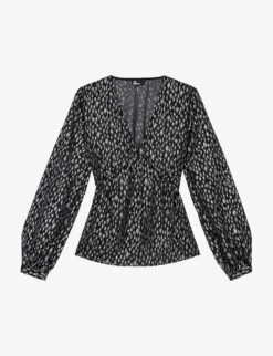 THE KOOPLES Metallic-print Leopard-pattern Woven Blouse