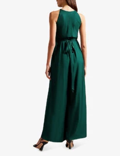 Ted Baker Meriahh Halter-neck Woven Jumpsuit -Whistles Clothing Shop R04128535 DKGREEN ALT03