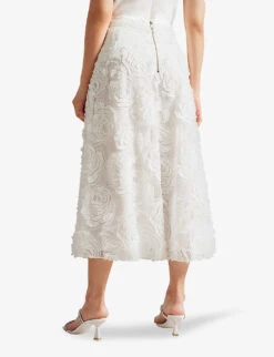 Ted Baker Rose-print Pleated Woven Midi Skirt -Whistles Clothing Shop R04128538 WHITE ALT03