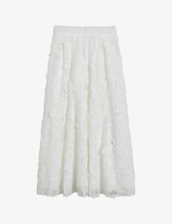 Ted Baker Rose-print Pleated Woven Midi Skirt