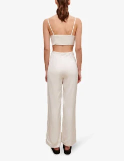 Maje Cut-out V-neck Woven Jumpsuit -Whistles Clothing Shop R04130673 BLANC ALT03