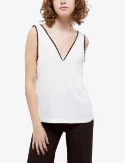 THE KOOPLES Scalloped-trim V-neck Woven Top 7 THE KOOPLES Scalloped-trim V-neck Woven Top -Whistles Clothing Shop R04131157 ECR01 ALT02