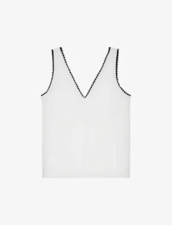 THE KOOPLES Scalloped-trim V-neck Woven Top