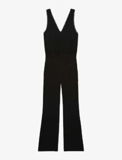 New Release 23 THE KOOPLES Diamond-lace V-neckline Sleeveless Woven Jumpsuit