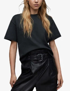 AllSaints Cygni Cut-out Organic-cotton T-shirt -Whistles Clothing Shop R04131319 WASHEDBLACK ALT02