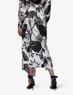 AllSaints Carla Jackie Printed Silk-blend Midi Skirt -Whistles Clothing Shop R04131501 ECRUWHITE ALT03