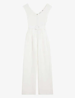 Ted Baker Tabbiaa Knitted-bodice Wide-leg Woven Jumpsuit