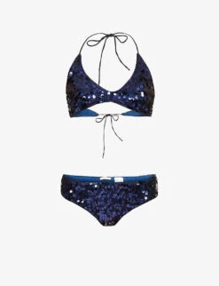OSEREE Sequin-embellished Mid-rise Bikini Set