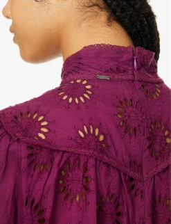 Ikks Flower-embroidered Cotton Blouse -Whistles Clothing Shop R04133244 RASPBERRY ALT04