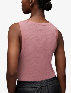 AllSaints Rina Round-neck Stretch-woven Tank Top -Whistles Clothing Shop R04134780 SOFTPINK ALT03