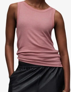 AllSaints Rina Round-neck Stretch-woven Tank Top -Whistles Clothing Shop R04134780 SOFTPINK ALT04