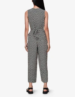 Whistles Checkerboard-pattern Ankle-length Woven Jumpsuit 8 Whistles Checkerboard-pattern Ankle-length Woven Jumpsuit -Whistles Clothing Shop R04135051 BLACK ALT03